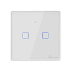 Sonoff T2 Touch 86mm Tempered Glass Panel Wall Switch Smart Home Light Touch Switch, Compatible with Alexa and Google Home, AC 100V-240V, EU Plug, 86mm/ 2 EU Plug 86mm 2 EU Plug