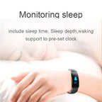 DOMIN0 C1S 0.96 inches IPS Color Screen Smart Bracelet IP67 Waterproof, Support Call Reminder /Heart Rate Monitoring /Blood Pressure Monitoring /Sleep Monitoring /Sedentary Reminder / Remote Control