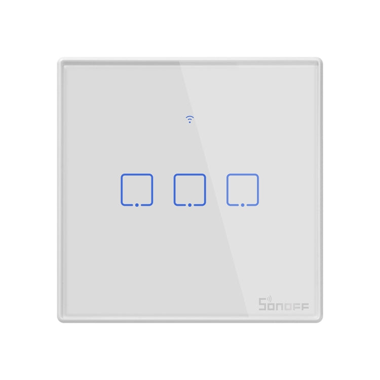 Sonoff T2 Touch 86mm Tempered Glass Panel Wall Switch Smart Home Light Touch Switch, Compatible with Alexa and Google Home, AC 100V-240V, EU Plug, 86mm/ 3 EU Plug 86mm 3 EU Plug