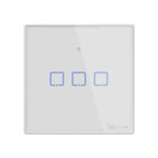 Sonoff T2 Touch 86mm Tempered Glass Panel Wall Switch Smart Home Light Touch Switch, Compatible with Alexa and Google Home, AC 100V-240V, EU Plug, 86mm/ 3 EU Plug