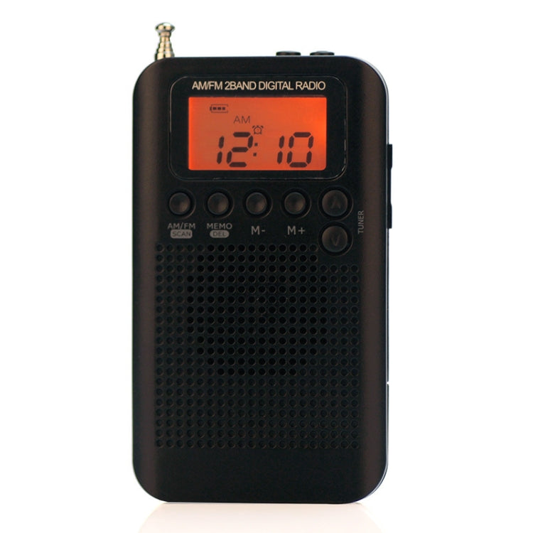 HRD-104 Mini Portable FM + AM Two Band Radio with Loudspeaker Black