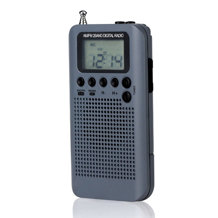 HRD-104 Mini Portable FM + AM Two Band Radio with Loudspeaker – TPU Grey