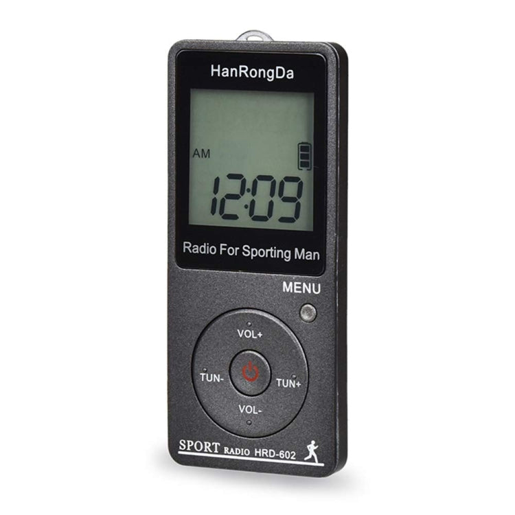 HRD-602 Digital Display FM AM Mini Sports Radio with Step Counting Function Black