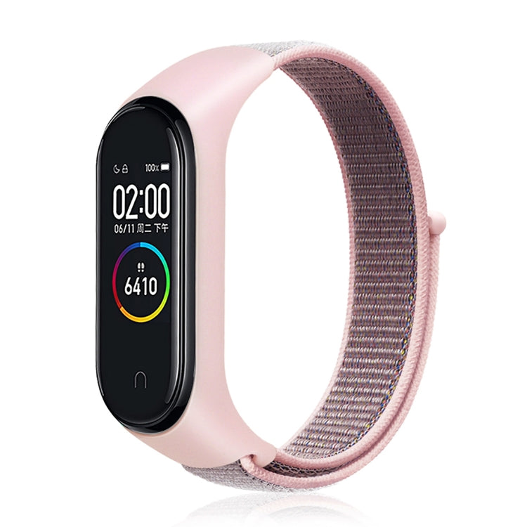 Smart Watch Nylon Woven Watch Band for Xiaomi Mi Band 3 / 4 Pink