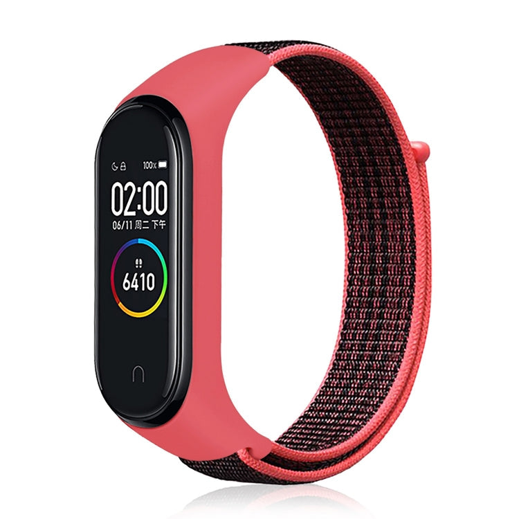 Smart Watch Nylon Woven Watch Band for Xiaomi Mi Band 3 / 4 Red Black