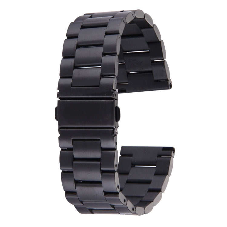 For Fitbit Blaze Smart Watch Butterfly Buckle 3 Beads Stainless Steel Watchband Black