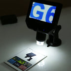 G600 600X 3.6MP 4.3 inch HD LCD Display USB Charging Portable Digital Microscope with LED Light, Support Micro SD Card(64GB Max), US Plug, AC 100-240V, US Plug