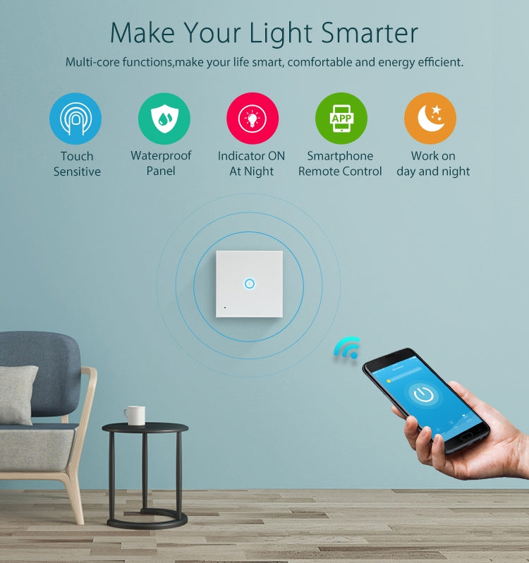NEO NAS-SC01W Wireless WiFi EU Smart Light Control Switch 1Gang, 1 Gang – TPU