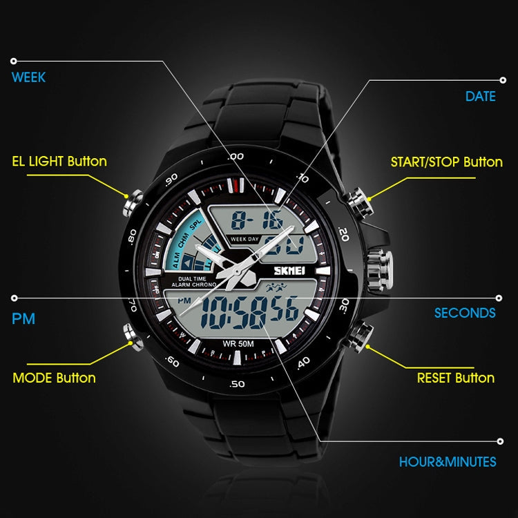 Digital Watch – 1016 Multifunctional Men Outdoor Sports Noctilucent Waterproof Double...
