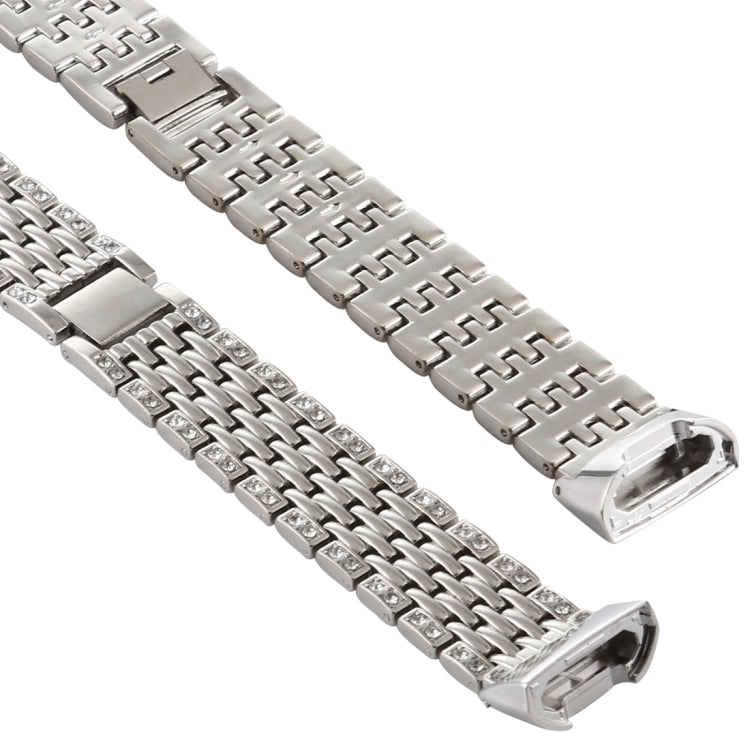 For Fitbit Charge 3 Diamond-studded Stainless Steel Watch Band