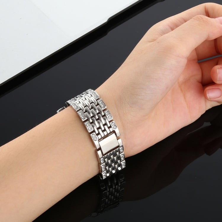 For Fitbit Charge 3 Diamond-studded Stainless Steel Watch Band