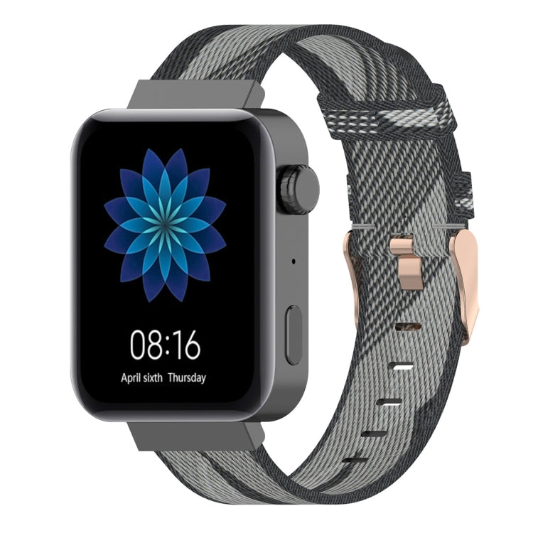 18mm Stripe Weave Nylon Wrist Strap Watch Band for Xiaomi Mi Watch, Garmin Vivomove 3s / Vivoactive 4s Grey