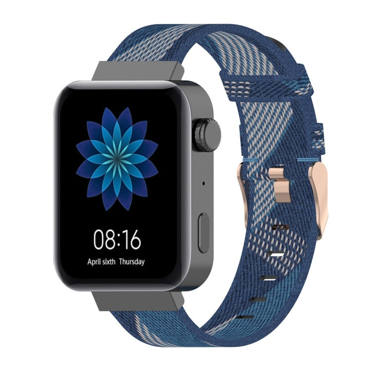 18mm Stripe Weave Nylon Wrist Strap Watch Band for Xiaomi Mi Watch, Garmin Vivomove 3s / Vivoactive 4s Blue