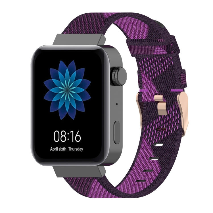 18mm Stripe Weave Nylon Wrist Strap Watch Band for Xiaomi Mi Watch, Garmin Vivomove 3s / Vivoactive 4s Purple