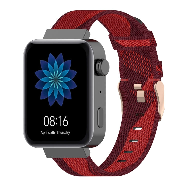 18mm Stripe Weave Nylon Wrist Strap Watch Band for Xiaomi Mi Watch, Garmin Vivomove 3s / Vivoactive 4s Red