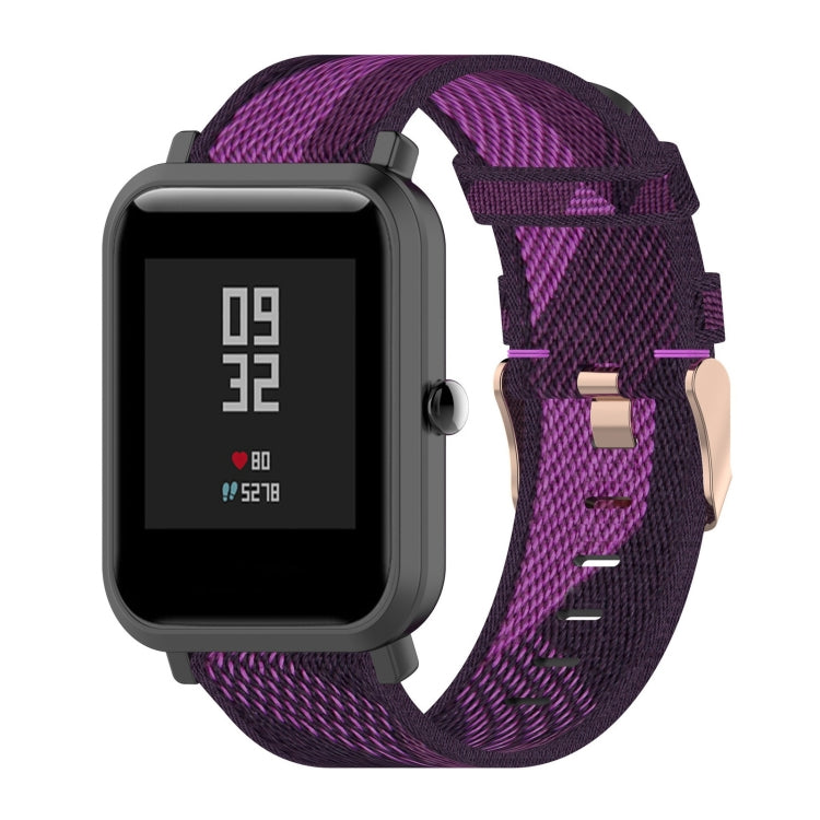 20mm Stripe Weave Nylon Wrist Strap Watch Band for Huami Amazfit GTR 42mm / GTS / BIP / BIP Lite Purple