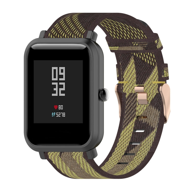 20mm Stripe Weave Nylon Wrist Strap Watch Band for Huami Amazfit GTR 42mm / GTS / BIP / BIP Lite Yellow
