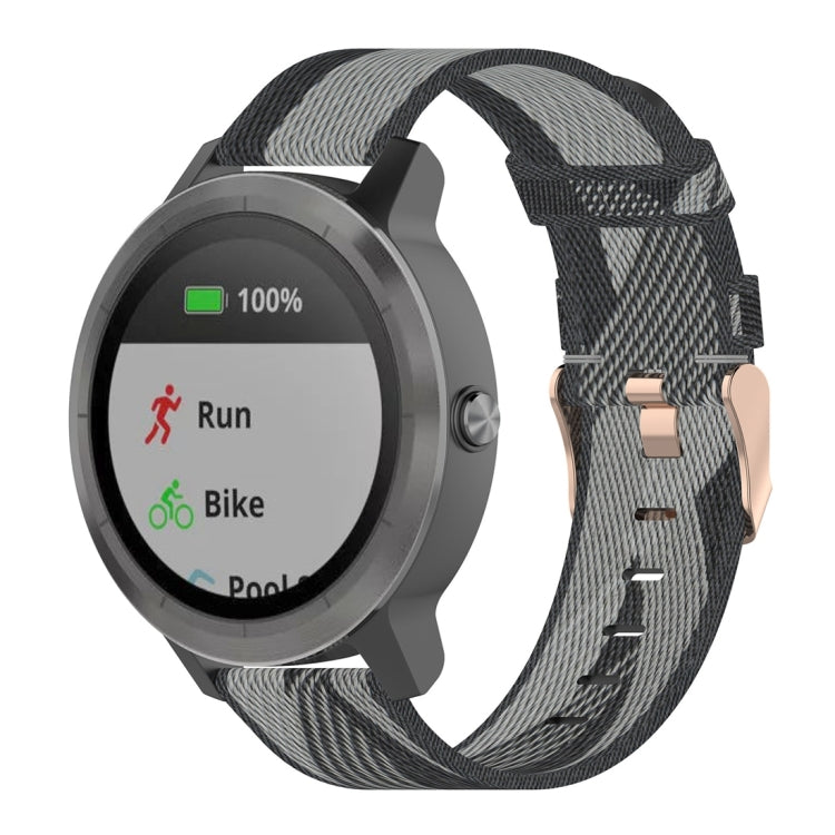 20mm Stripe Weave Nylon Wrist Strap Watch Band for Garmin Venu, Vivomove 3, Vivoactive 3, Forerunner 245 / 645 Grey