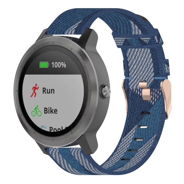 20mm Stripe Weave Nylon Wrist Strap Watch Band for Garmin Venu, Vivomove 3, Vivoactive 3, Forerunner 245 / 645 Blue
