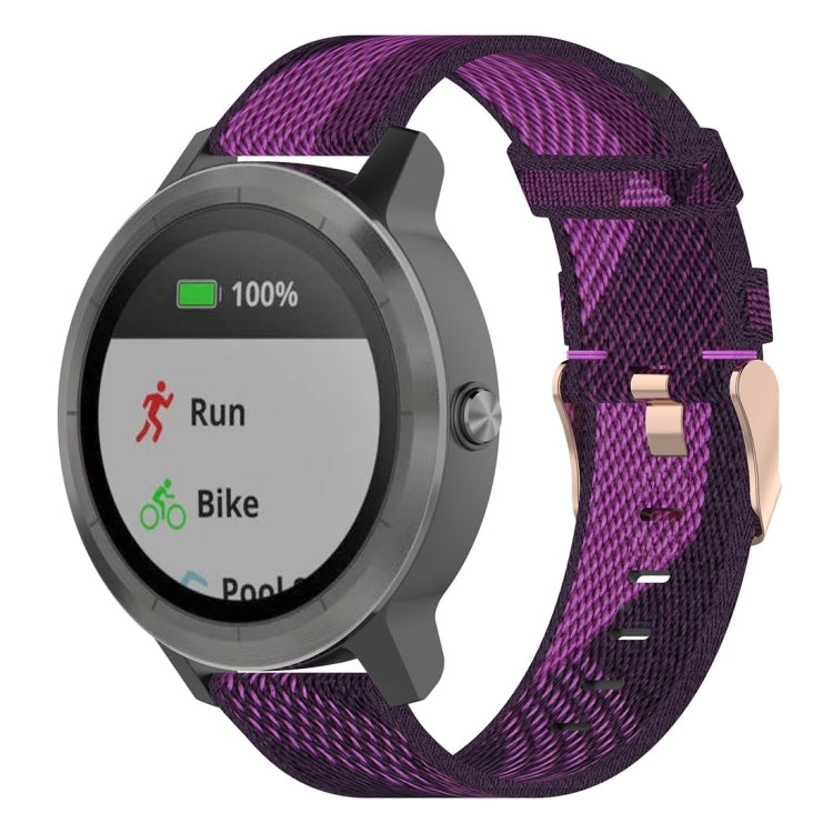 20mm Stripe Weave Nylon Wrist Strap Watch Band for Garmin Venu, Vivomove 3, Vivoactive 3, Forerunner 245 / 645 Purple