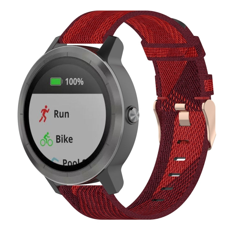 20mm Stripe Weave Nylon Wrist Strap Watch Band for Garmin Venu, Vivomove 3, Vivoactive 3, Forerunner 245 / 645 Red