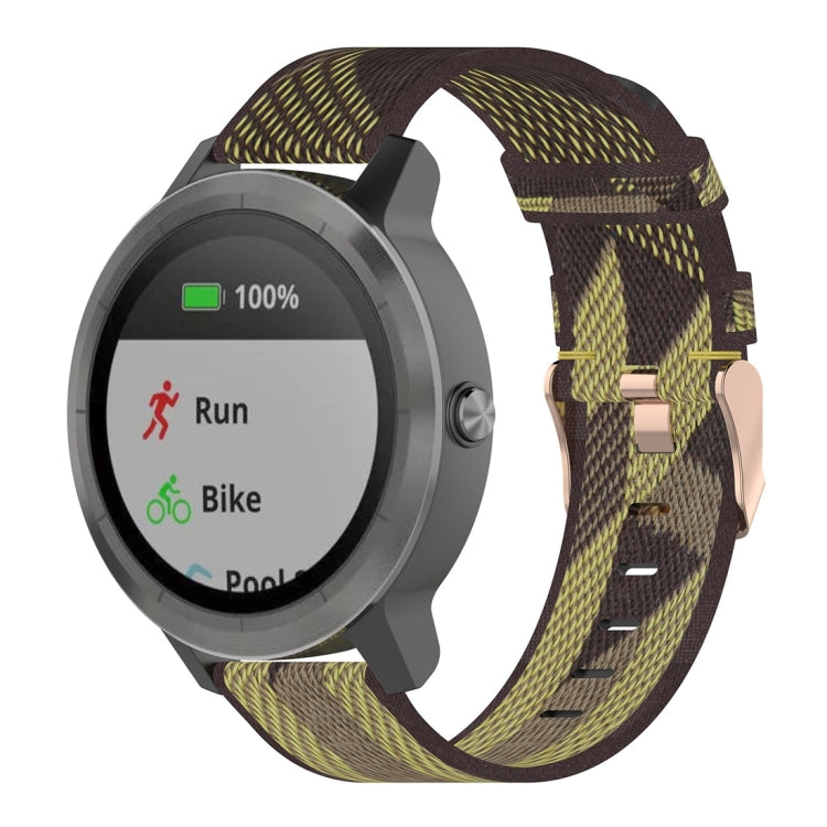 20mm Stripe Weave Nylon Wrist Strap Watch Band for Garmin Venu, Vivomove 3, Vivoactive 3, Forerunner 245 / 645 Yellow