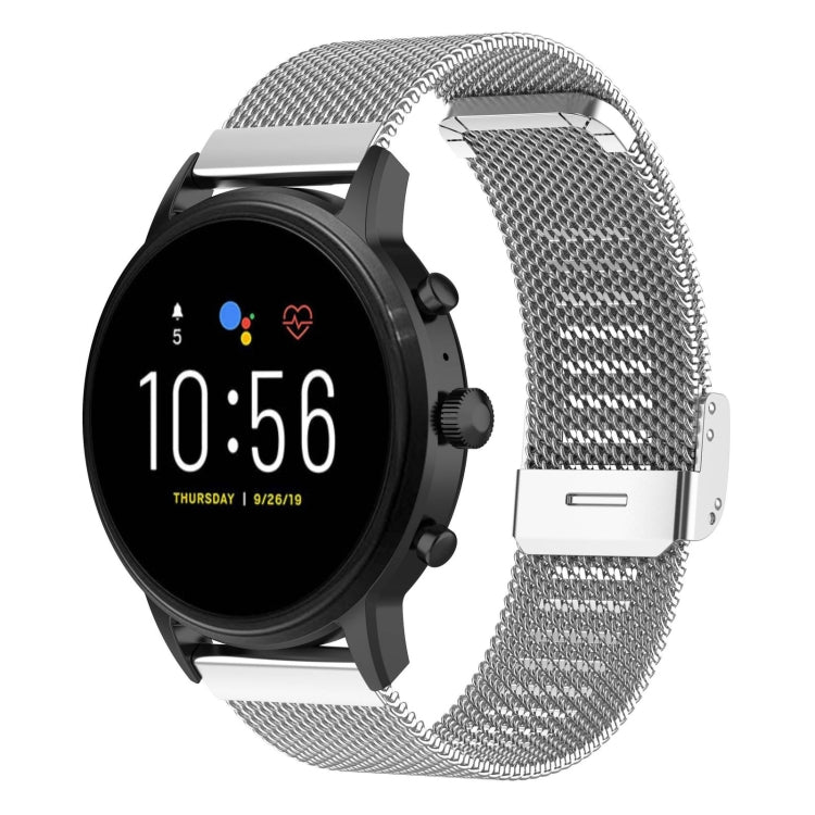 22mm Metal Mesh Wrist Strap Watch Band for Fossil Gen 5 Carlyle / Gen 5 Julianna / Gen 5 Garrett / Gen 5 Carlyle HR Silver