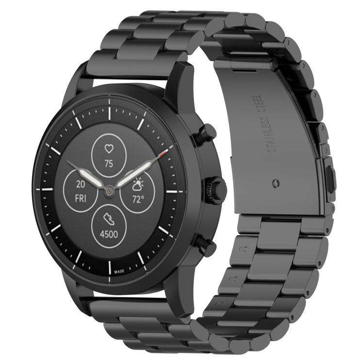22mm Steel Wrist Strap Watch Band for Fossil Hybrid Smartwatch HR, Male Gen 4 Explorist HR / Male Sport Black