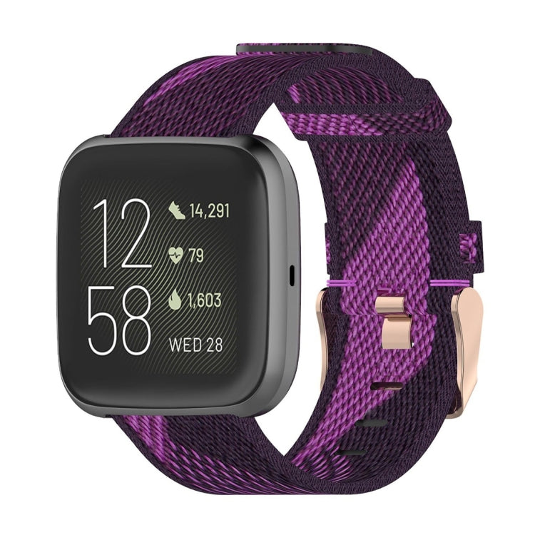 23mm Stripe Weave Nylon Wrist Strap Watch Band for Fitbit Versa 2, Fitbit Versa, Fitbit Versa Lite, Fitbit Blaze Purple