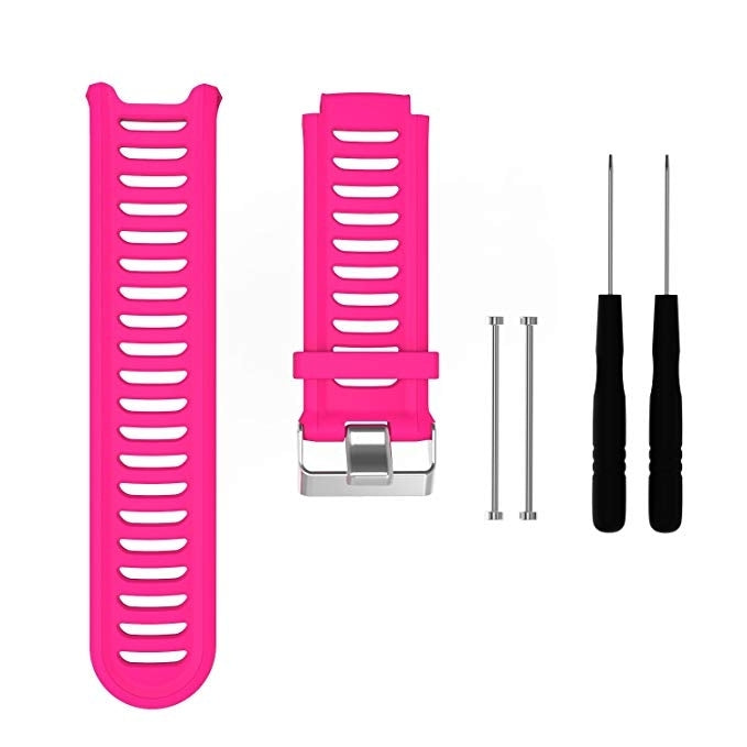 Solid Color Silicone Watch Band for Garmin Forerunner 910XT Rose Red