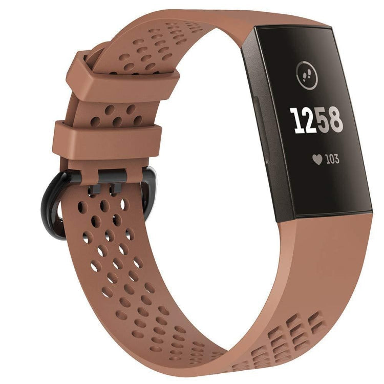 Square Hole Adjustable Sport Watch Band for FITBIT Charge 3 Coffee