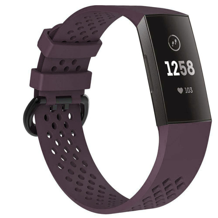Square Hole Adjustable Sport Watch Band for FITBIT Charge 3 Dark Purple