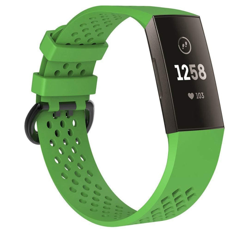Square Hole Adjustable Sport Watch Band for FITBIT Charge 3 Green