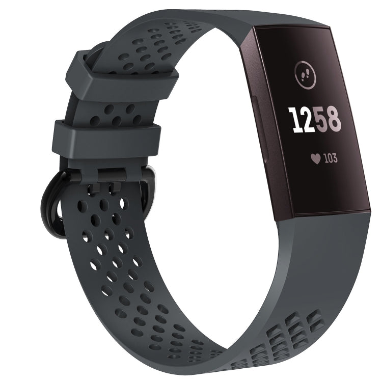 Square Hole Adjustable Sport Watch Band for FITBIT Charge 3 Navy Blue