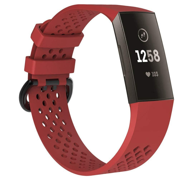 Square Hole Adjustable Sport Watch Band for FITBIT Charge 3 Red