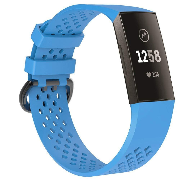 Square Hole Adjustable Sport Watch Band for FITBIT Charge 3 Sky Blue