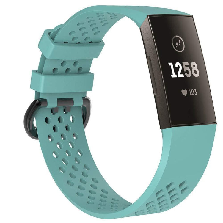 Square Hole Adjustable Sport Watch Band for FITBIT Charge 3 Tiffany Blue