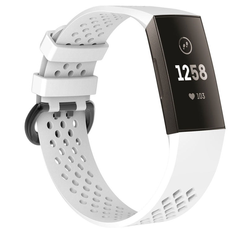 Square Hole Adjustable Sport Watch Band for FITBIT Charge 3 White