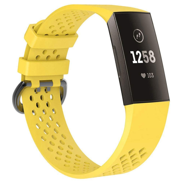 Square Hole Adjustable Sport Watch Band for FITBIT Charge 3 Yellow