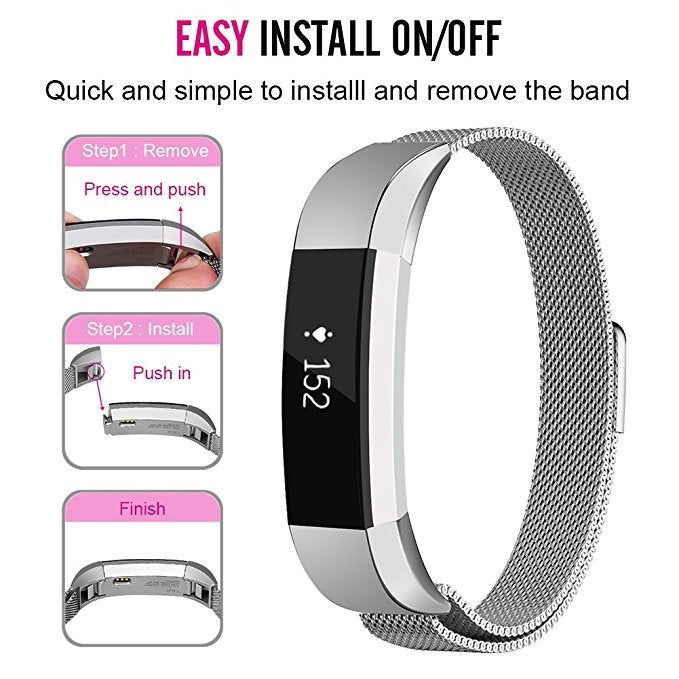 Stainless Steel Magnet Watch Band for FITBIT Alta,Size: Large, 170-236mm – Durable Build, Easy to Use