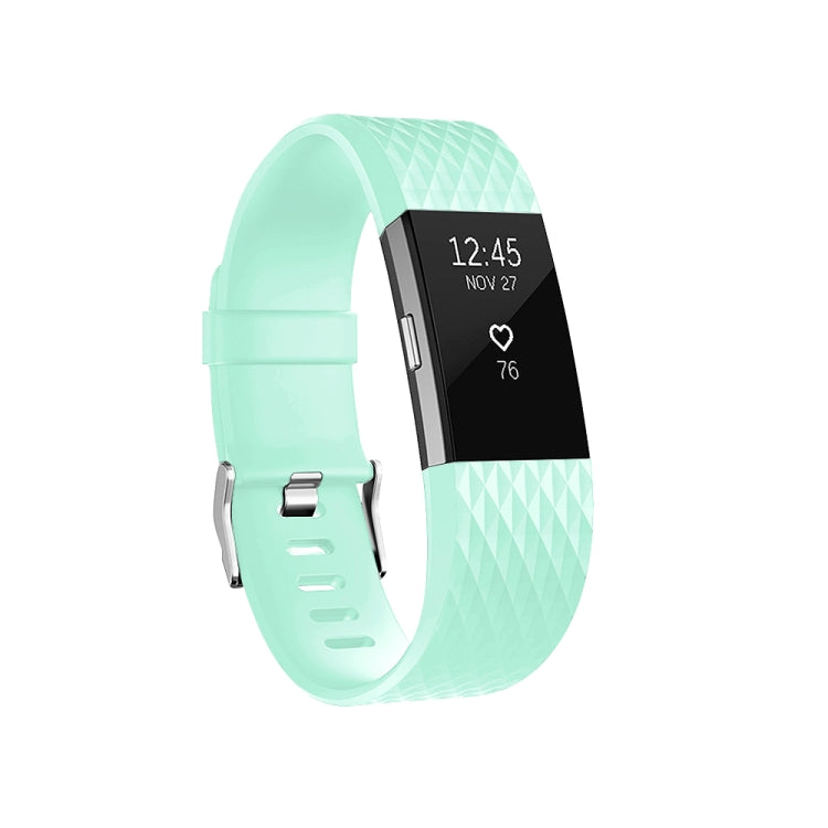 Diamond Pattern Adjustable Sport Watch Band for FITBIT Charge 2, Size: L, 12.5x8.5cm, L L Cyan