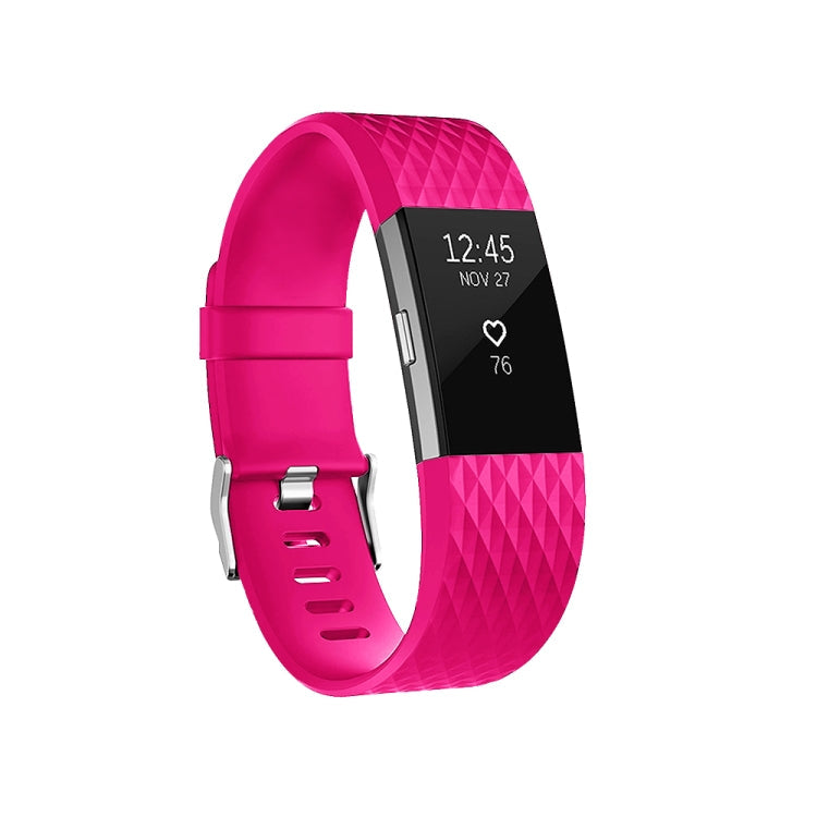 Diamond Pattern Adjustable Sport Watch Band for FITBIT Charge 2, Size: L, 12.5x8.5cm, L – Durable Build, Easy to Use L Rose Red