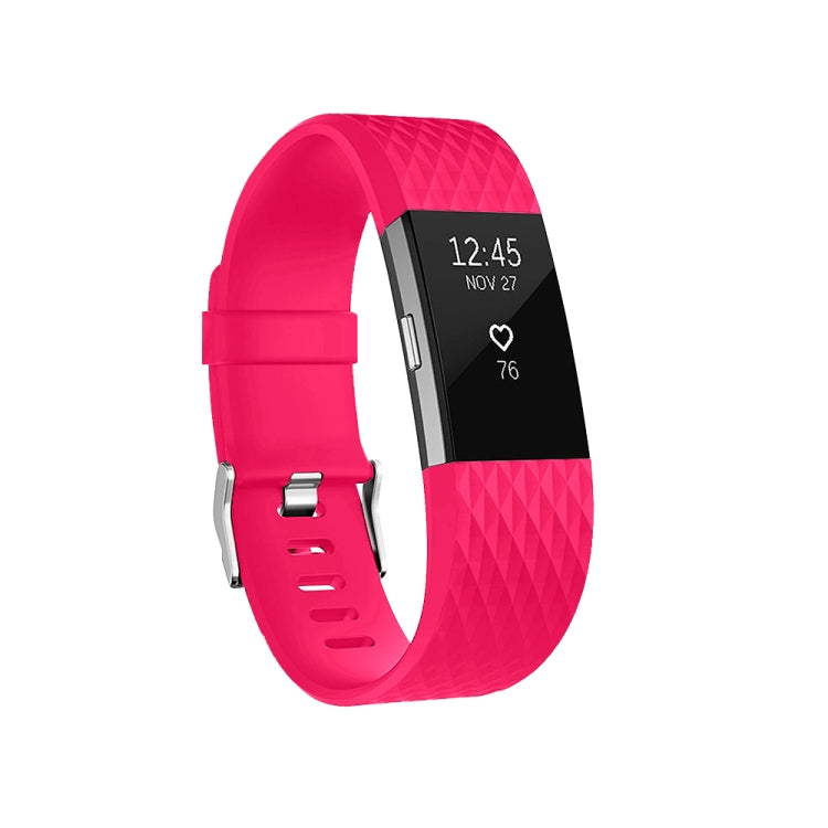 Diamond Pattern Adjustable Sport Watch Band for FITBIT Charge 2, Size: L, 12.5x8.5cm, L – Durable Build, Easy to Use L Red
