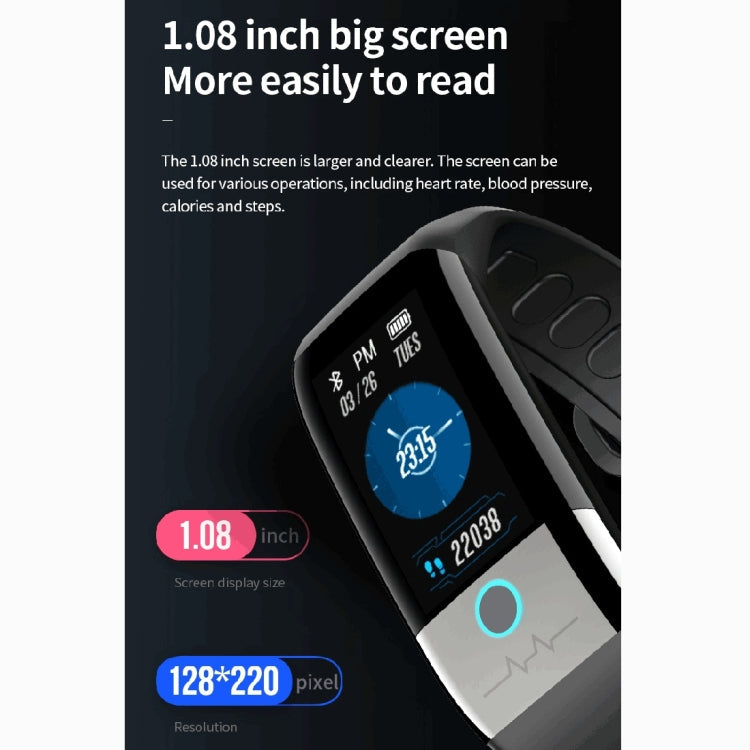 X1 Watch Band – 1.08" Screen, IP67 Waterproof, Blood Pressure Monitoring