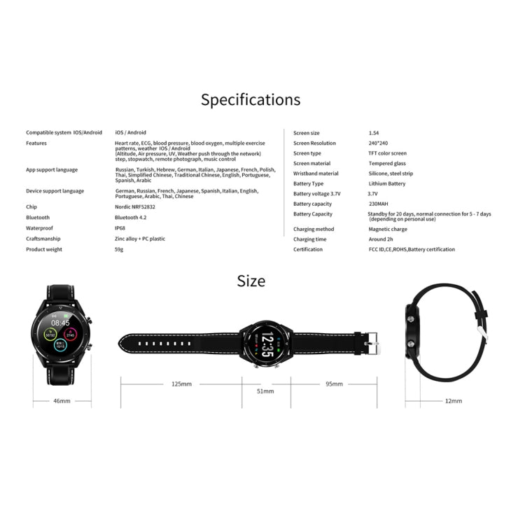DT28 Smart Watch – 1.54" Screen, IP68 Waterproof, Blood Pressure Monitoring