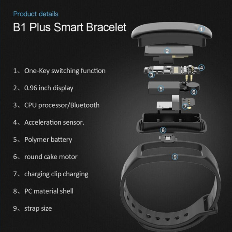 TLW B1 Plus Fitness Tracker 0.96 inch Color Screen Bluetooth 4.0 Wristband Smart Bracelet, IP67 Waterproof, Support Sports Mode / Heart Rate Monitor / Sleep Monitor / Information Reminder, B1 Black, B1 Blue, B1 Red – Waterproof, Bluetooth