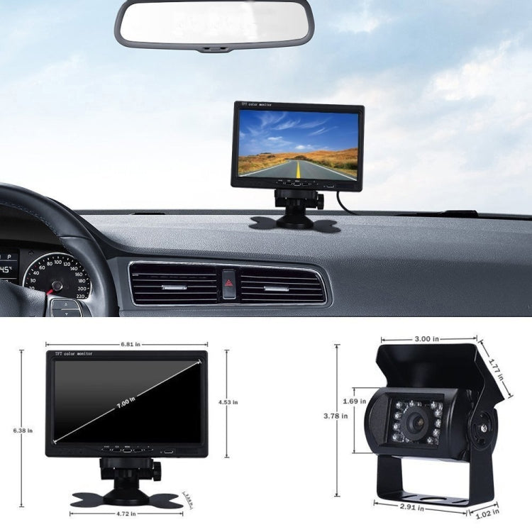 F0505 7 inch HD Car 18 IR LEDs Backup Camera Rearview Mirror Monitor, with 10m Cable, Single Camera – Waterproof
