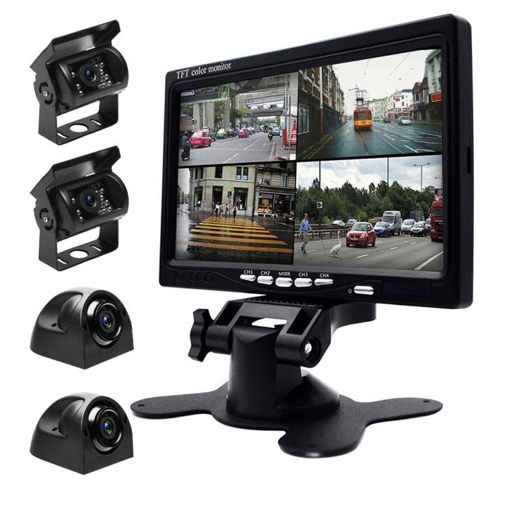 K0164 7 inch HD Car 18 IR Night Vision Rear View Backup Four Cameras Rearview Monitor, K0164 K0164
