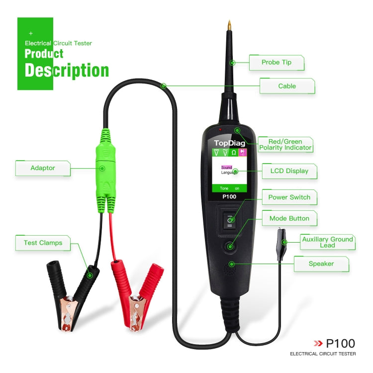 TopDiag P100 Car Circuit Intelligent Analyzer Diagnostic Instrument, Cable Length: 10m, TopDiag P100 10m – Durable Build, Easy to Use