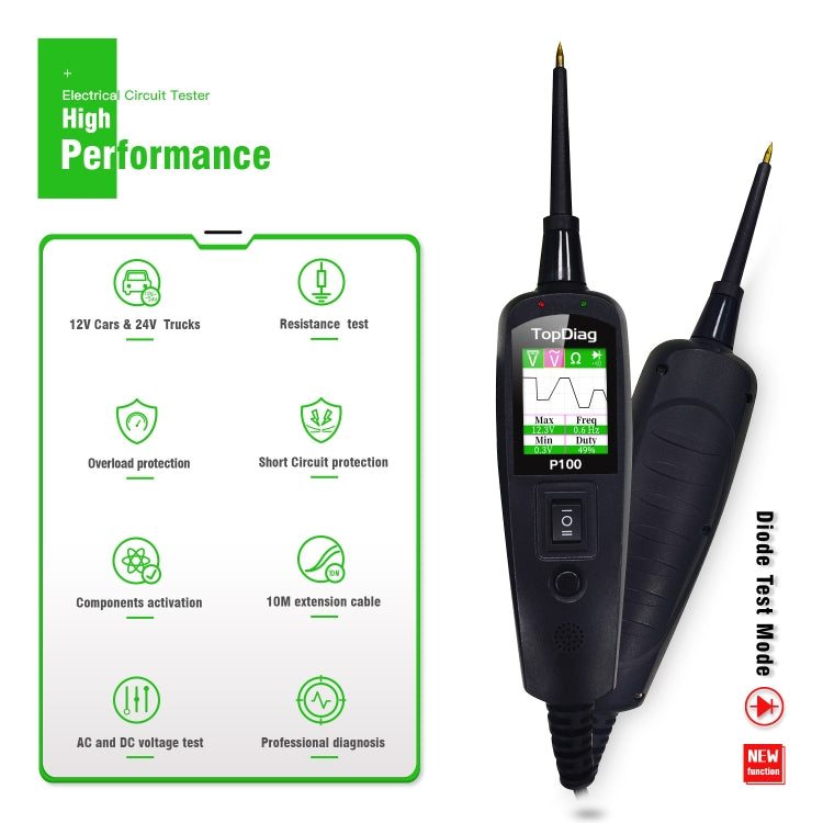 TopDiag P100 Car Circuit Intelligent Analyzer Diagnostic Instrument, Cable Length: 10m, TopDiag P100 10m – Durable Build, Easy to Use